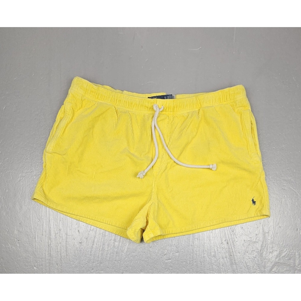 Polo Ralph Lauren Prepster Shorts Womens XL Yellow Corduroy Drawstring Casual